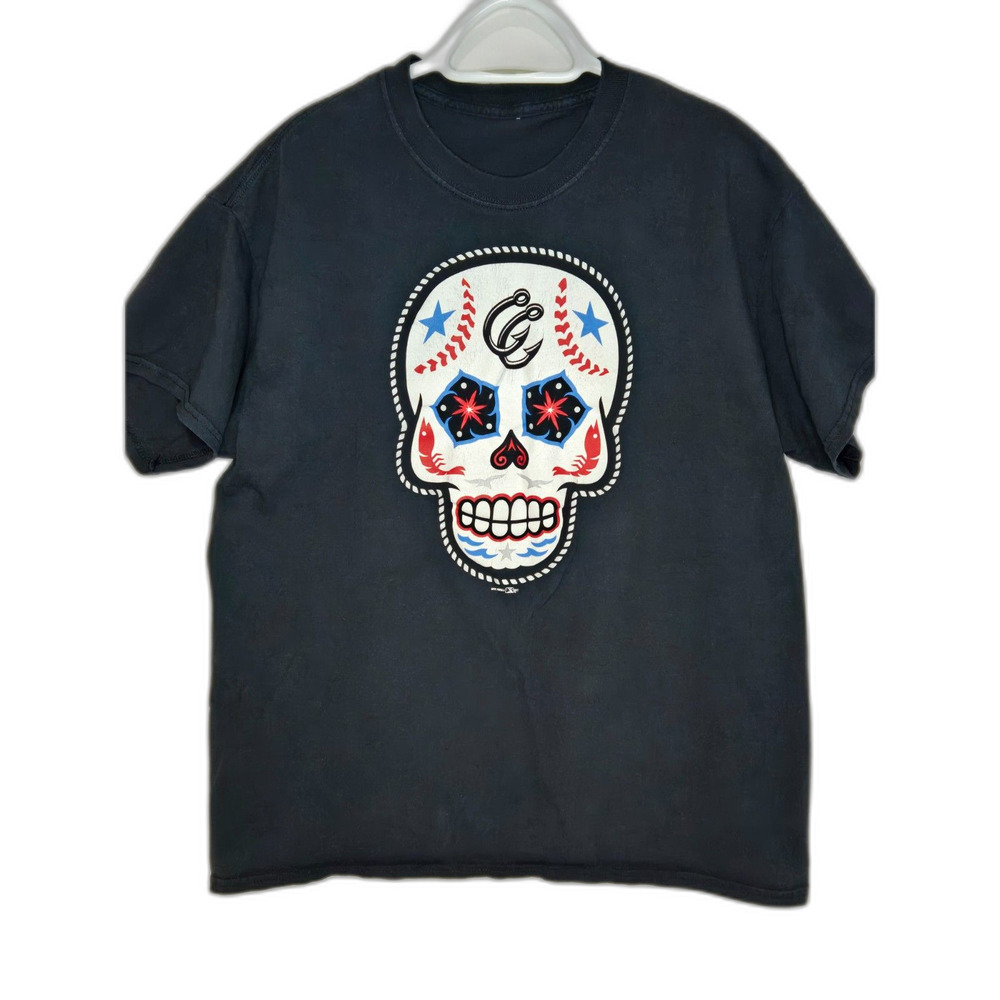 Corpus Christi Hooks Sugar Skull T-Shirt | Dia De Los Muertos Men's Medium Black